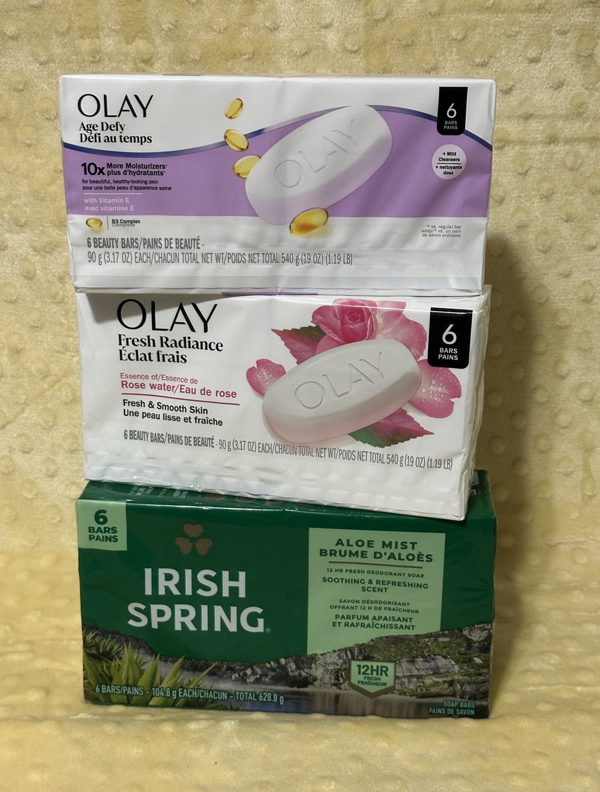 Olay Age Defy & Fresh Radiance Rose Water 6pk + Irish Spring Aloe Mist 6pk