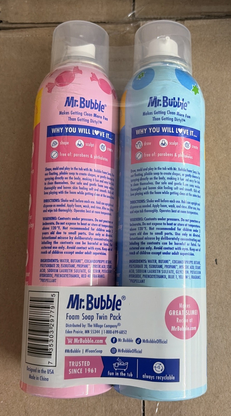 New Sealed Mr. Bubble Foam Soap – Twin Pack. Grape and Kiwi Blast