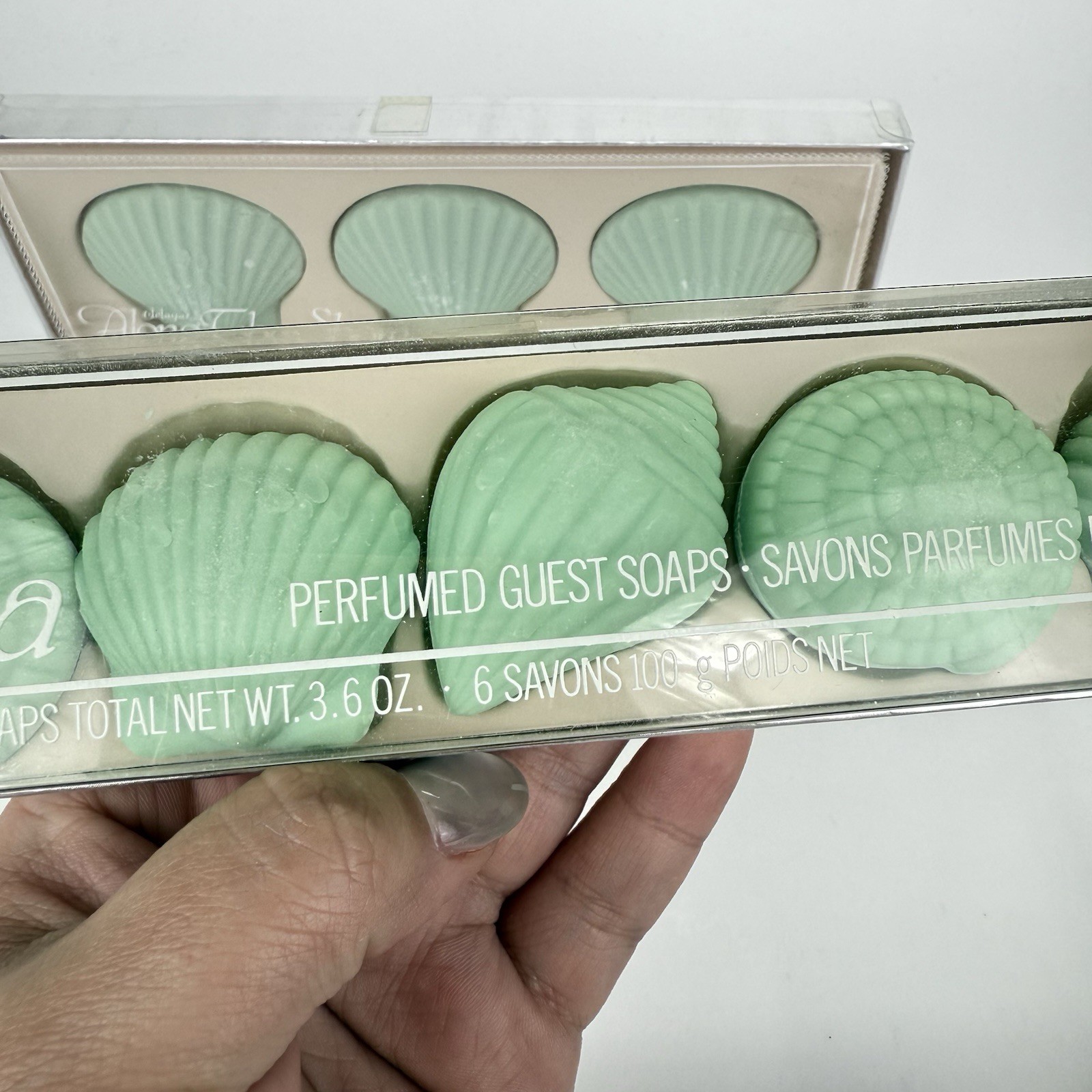 Vintage DeLaGar Mini Soaps Seashell Shaped Coastal Cottagecore Boxed Set Green