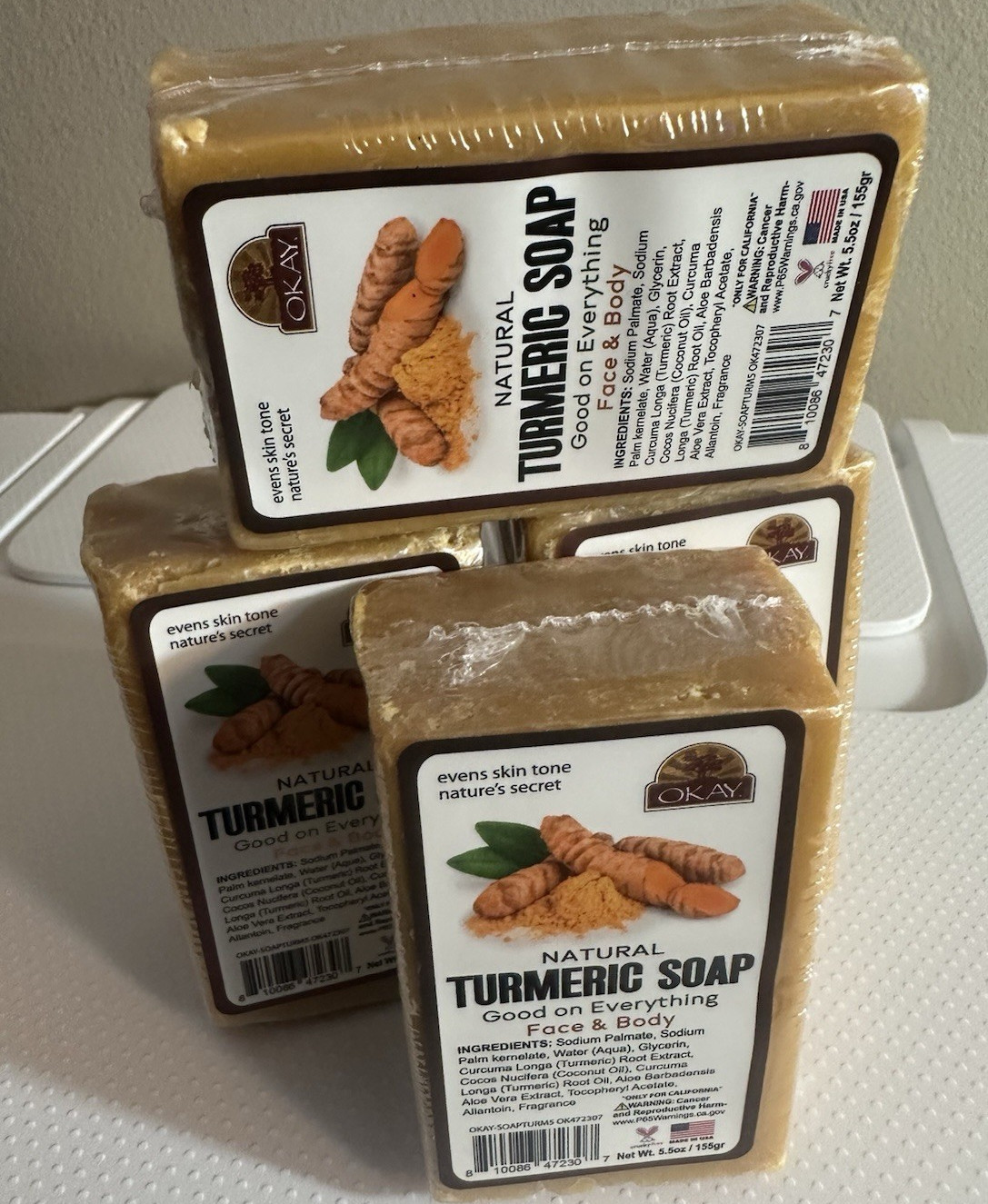 OKAY Nature’s Secret All Natural Turmeric Soap Bars 3-Pack 5.5 oz Face Body