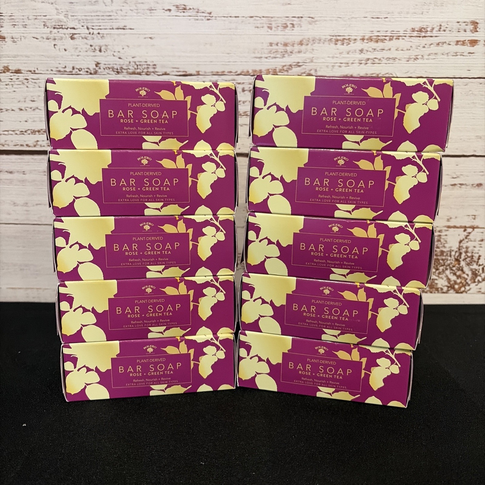 LOT 10 x Large Bolero Plant Derived ROSE + GREEN TEA Bar Soap Bath 6.25oz Revive