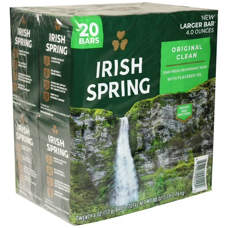 Irish Spring Deodorant Bar Soap, Original Clean, 4.5 Ounce (Pack of 20)