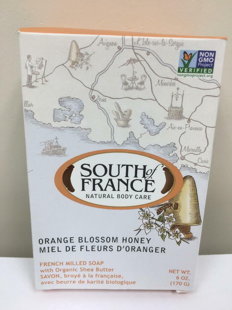 SOUTH OF FRANCE MILLED SOAP BAR 6oz ORANGE BLOSSOM HONEY WITH ORGANIC SHEA BUTTE