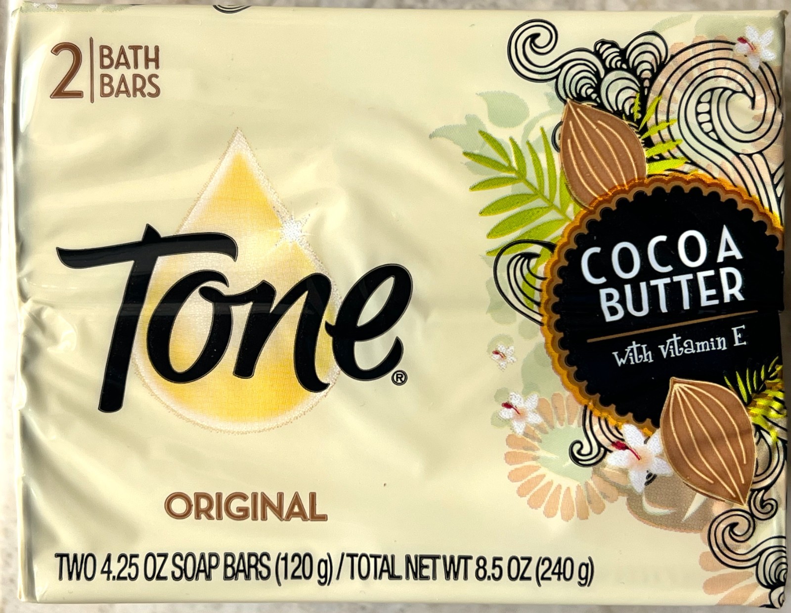 Tone Original Cocoa Butter, Vitamin E Bar Soap – two boxes of 4.25 oz. each