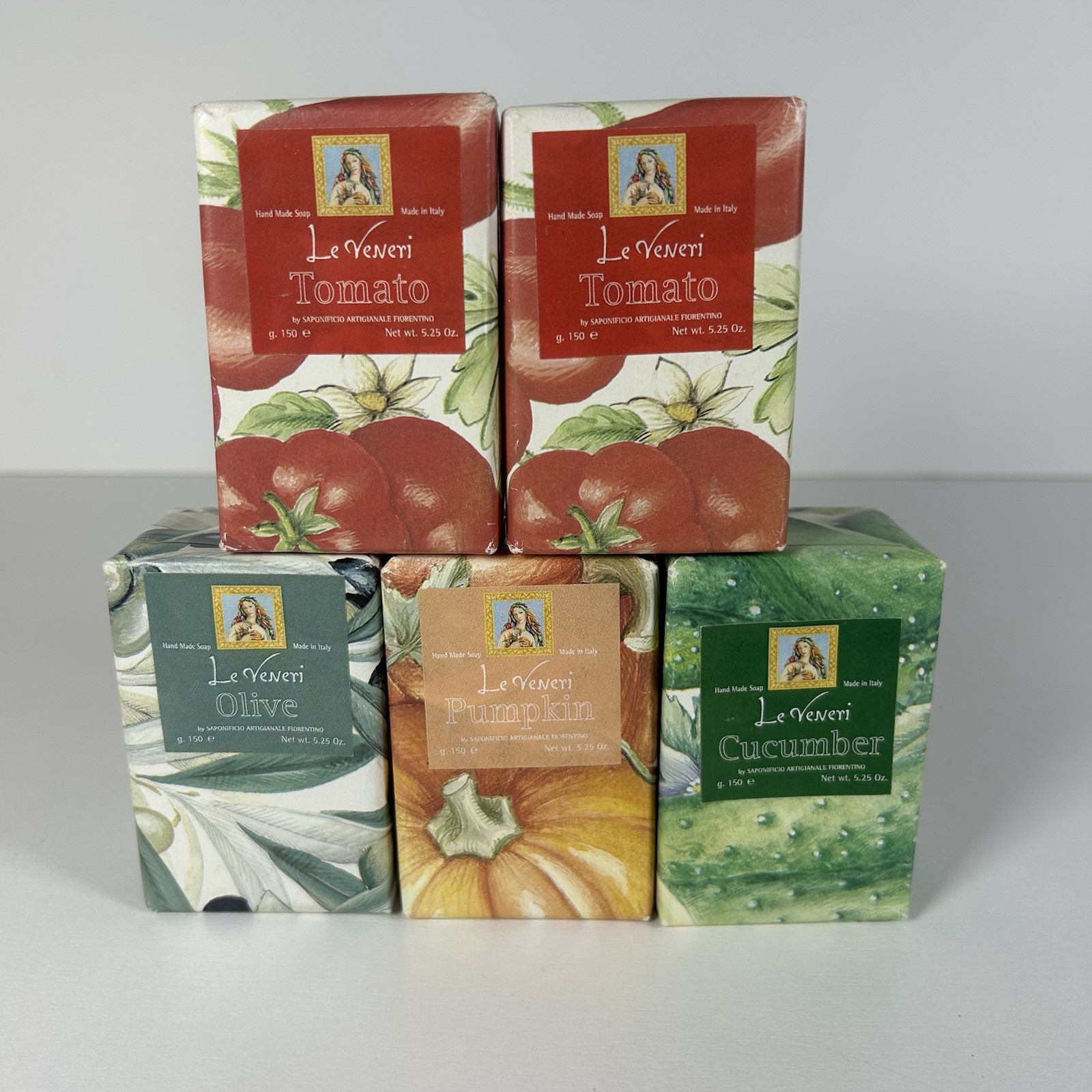 Le Veneri Italian Soap Bars 5.25 oz 5 Pieces ￼Vegetable Based Handmade Italy