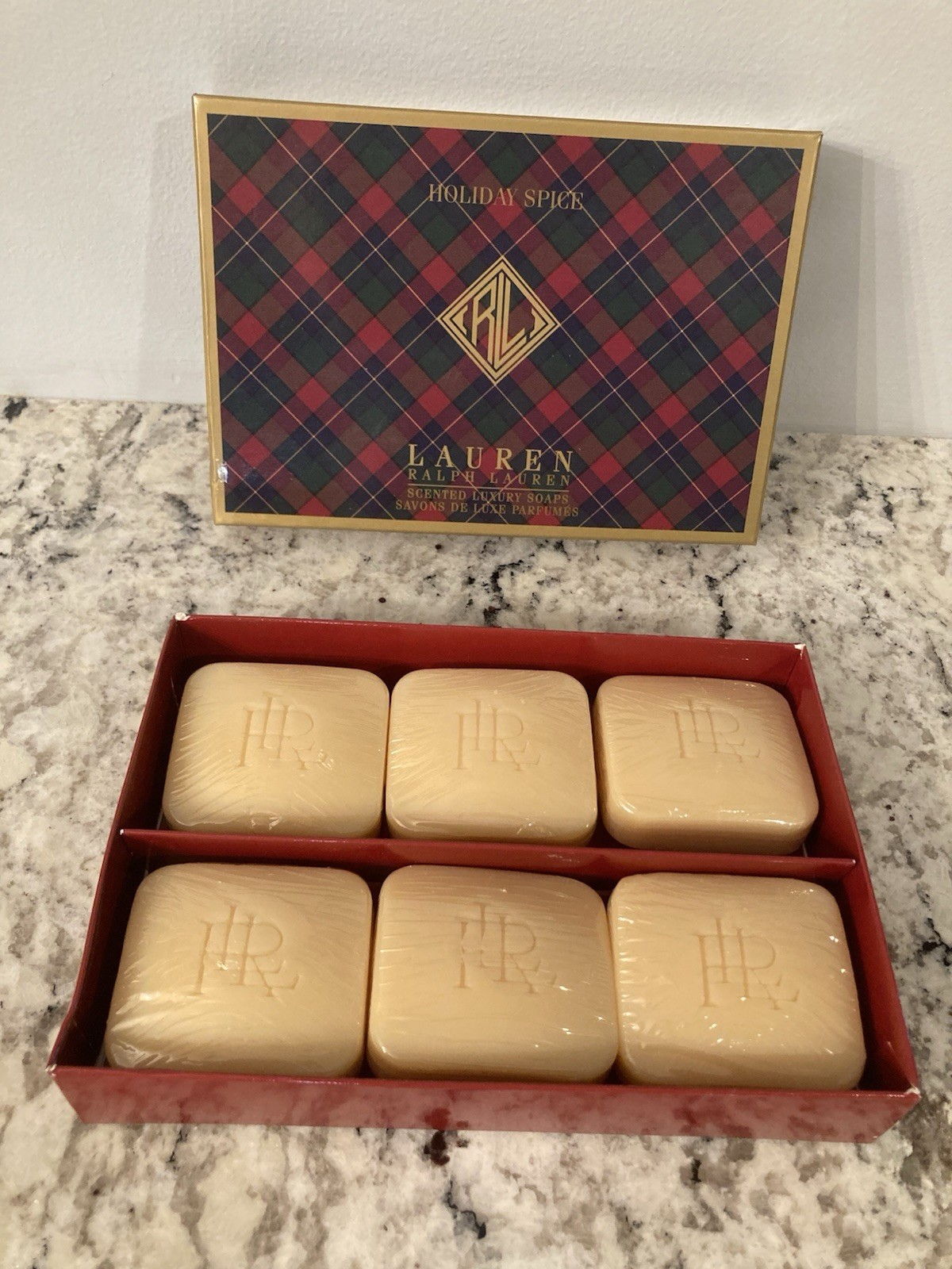 NEW In Gift Box Lauren Ralph Lauren SET OF 6 Holiday Spice Scented Luxury Soaps