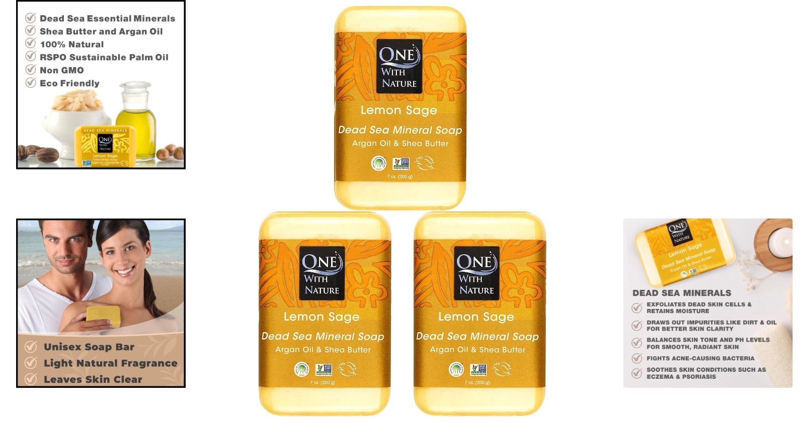 Dead Sea Mineral Lemon Sage Soap 3-Pack – Purifying & Exfoliating for All Ski…