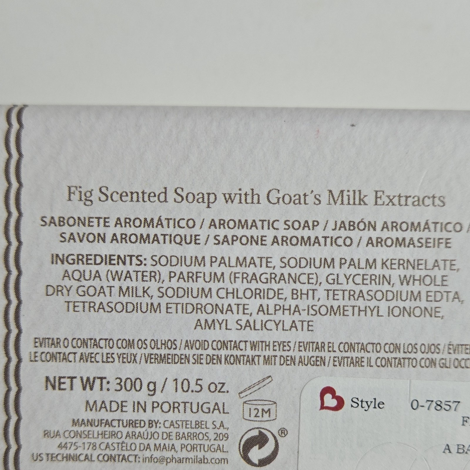 Porto Antigo Goat’s Milk Fig Aromatic Soap Bar 10.5oz All Natural Portugal