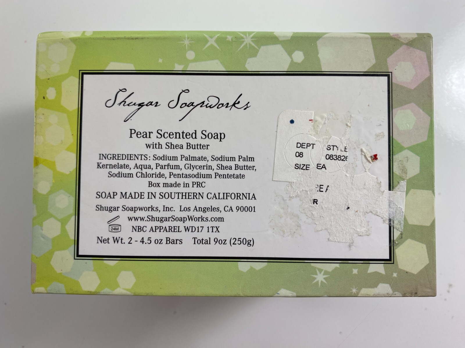 SHUGAR SOAP WORKS 2 Bars Pear Scented Soap 9 Oz Total