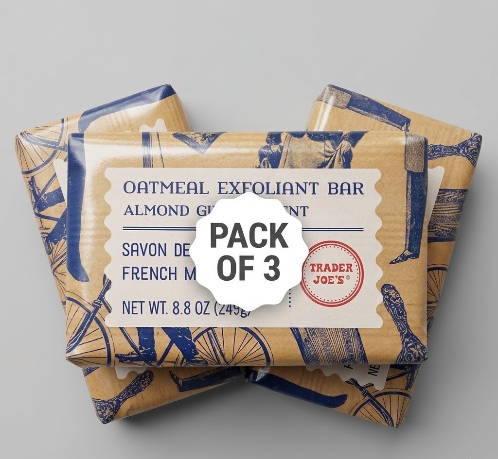 3 Pack Trader Joe’s Almond Ginger Oatmeal Exfoliant Bar French Milled Gentle