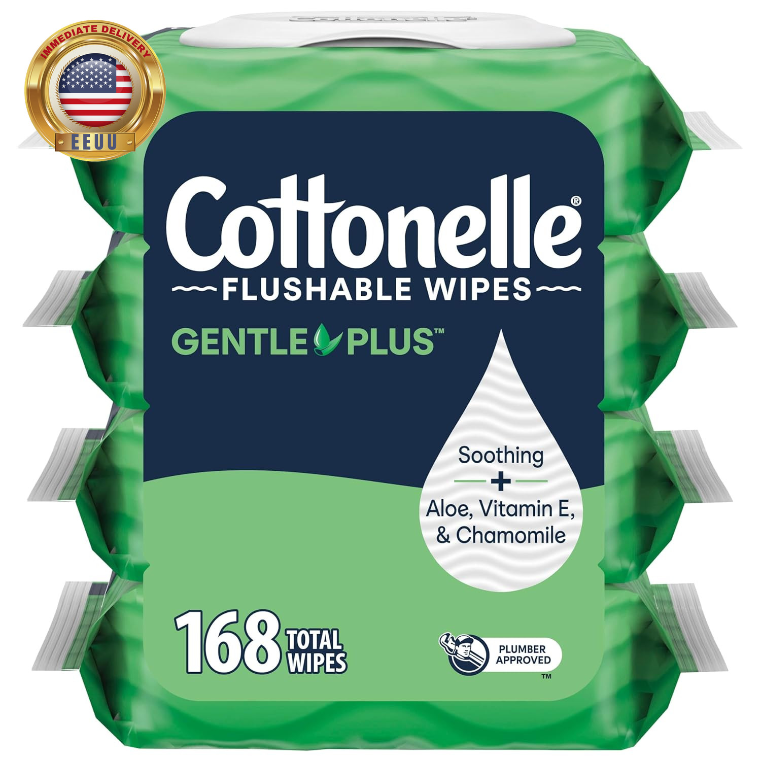 Cottonelle Gentleplus Flushable Wet Wipes with Aloe & Vitamin E, 4 Flip-Top Pack