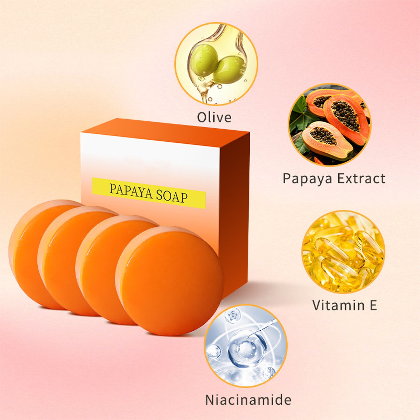1Pcs Papaya Soap Oil Control Moisture Skin Handmade Soap for All Skin Types