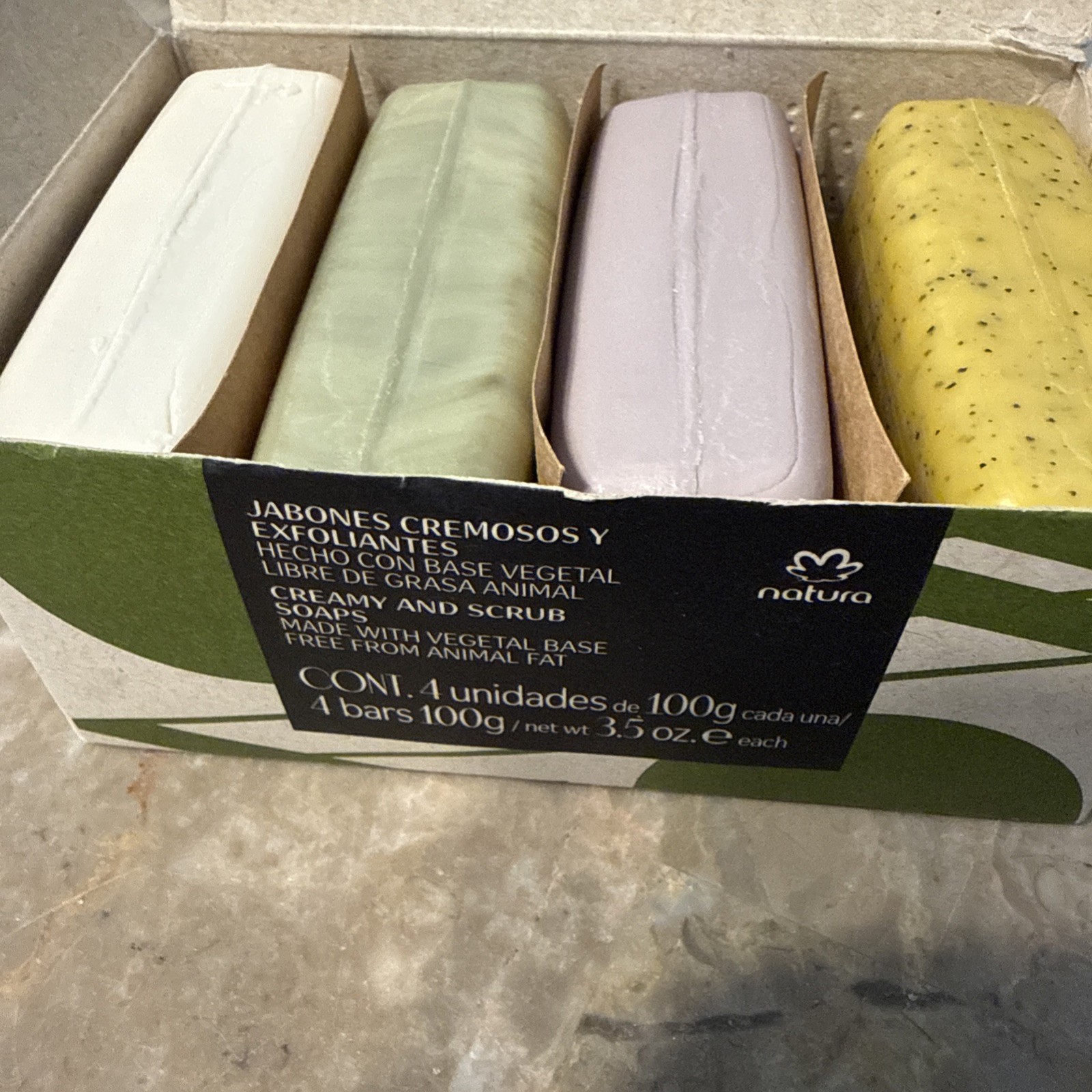 NATURA EKOS 4 Exfoliating Bar Soaps BRAZIL NUT ~ PASSION FRUIT ~ ACAI ~ ANDIROBA