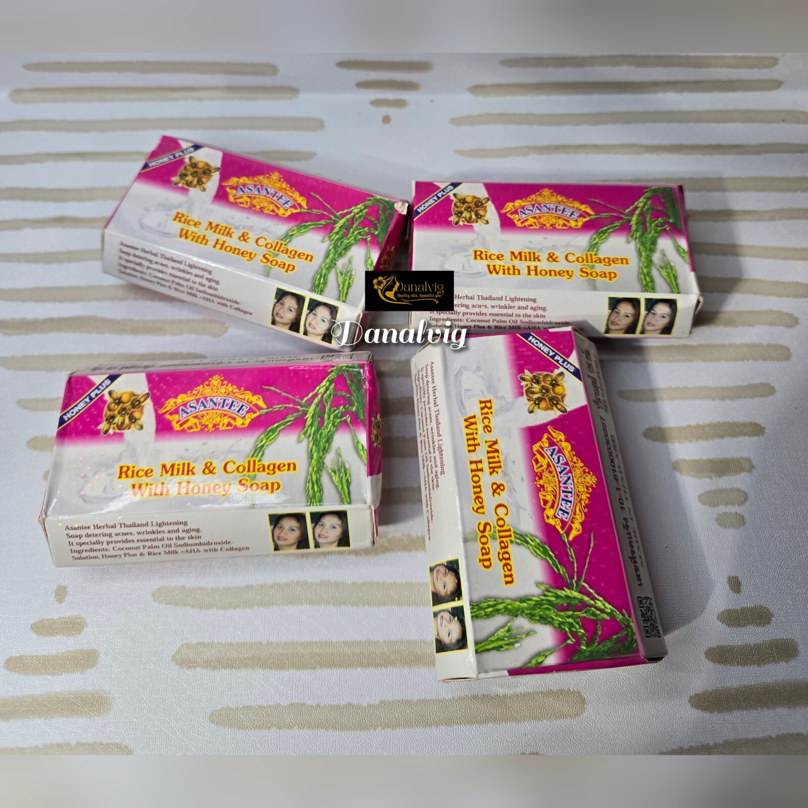 4x ASANTEE Rice Milk with Collagen and Honey soap Skin Whitening 125g 🇺🇸