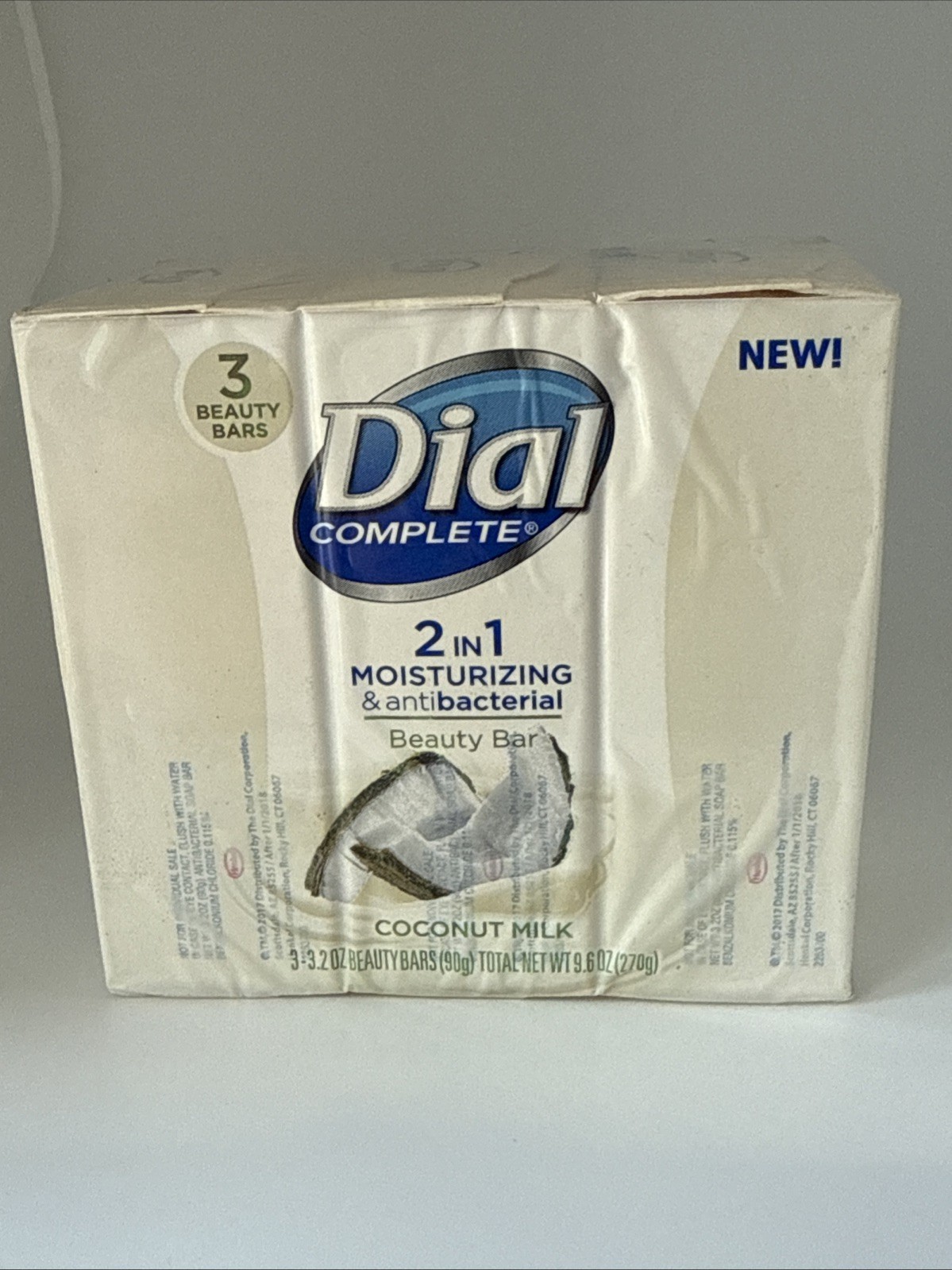 Dial Complete 2-in-1 Moisturizing & Antibacterial Beauty Bar Soap Coconut Milk