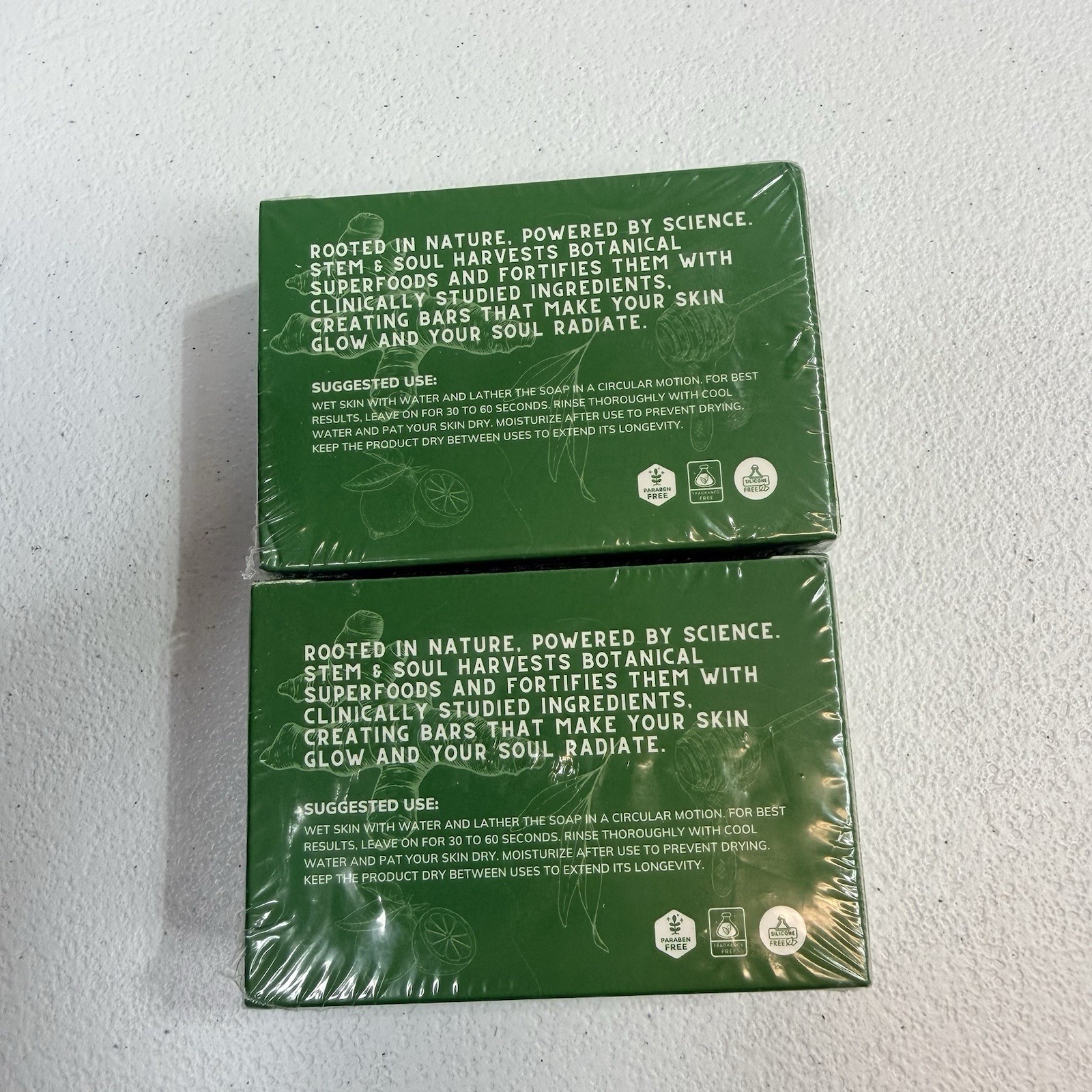 2 Stem & Soul Superfood Soap Bar Natural 3.5 oz Kelp Turmeric Botanical Nutrient