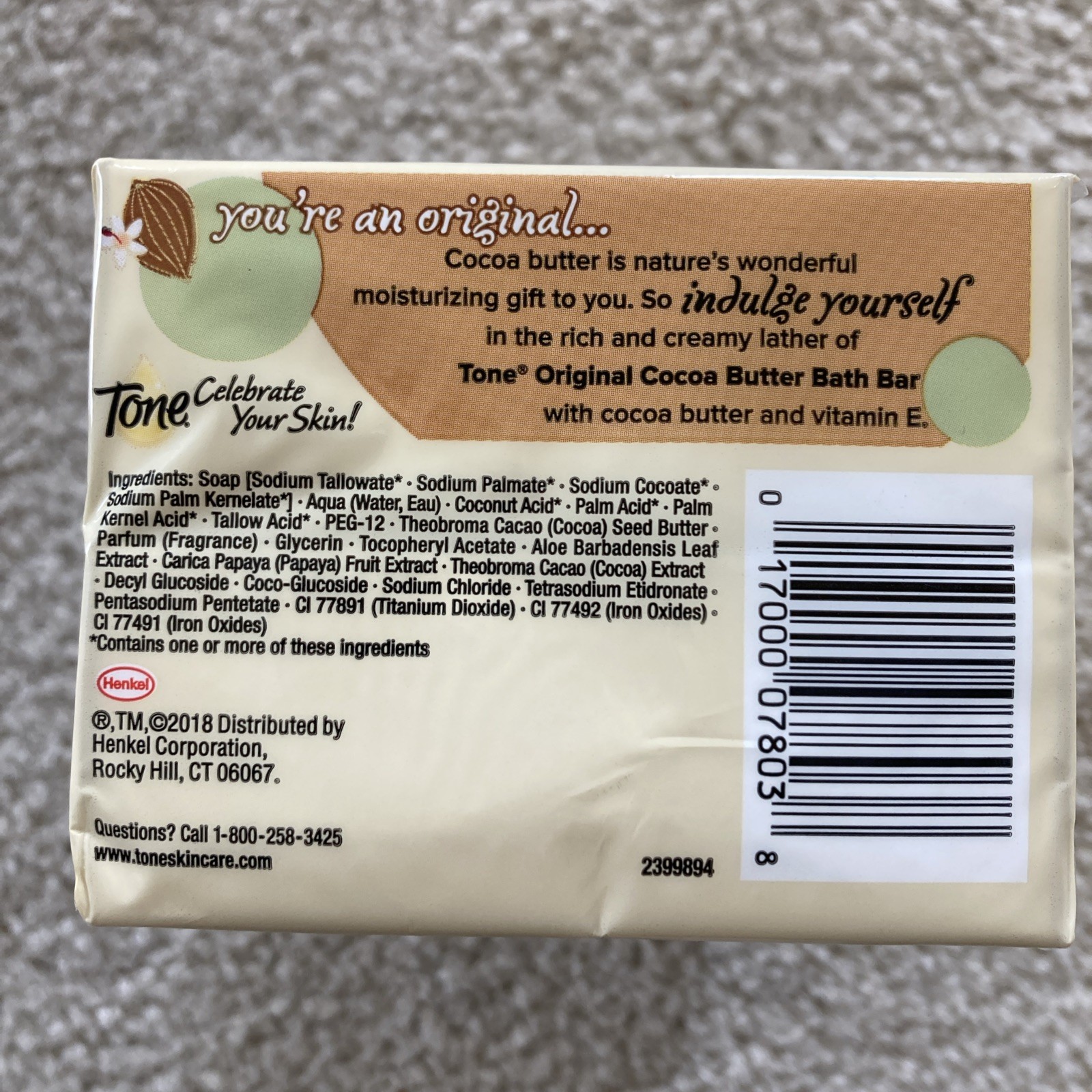 Tone Cocoa Butter 4.25oz Original Bar Soap – 6 Count – SEALED