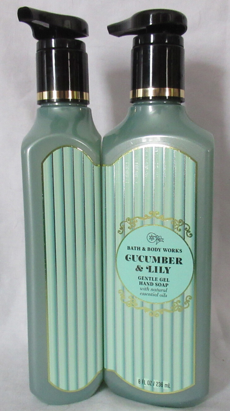 Bath & Body Works 8 fl oz Gentle Gel Hand Soap Lot Set of 2 CUCUMBER & LILY