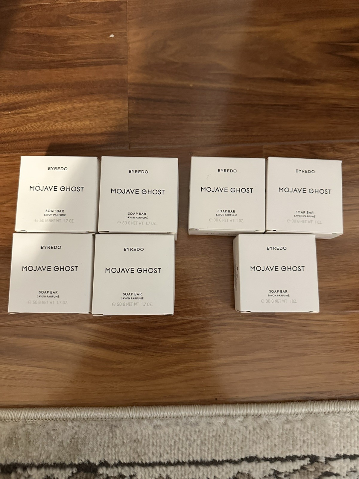 7 Bars Byredo Mojave Ghost Soap 4 bars of 1.7 oz each and 3 bars of 1 oz each