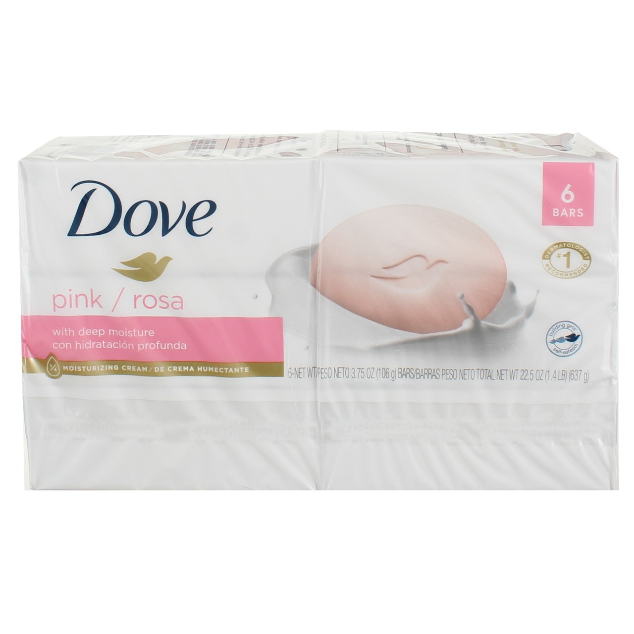 Dove Pink Moisturizer Cream Bars, Pink Rosa, 3.75 oz, 6 Ct