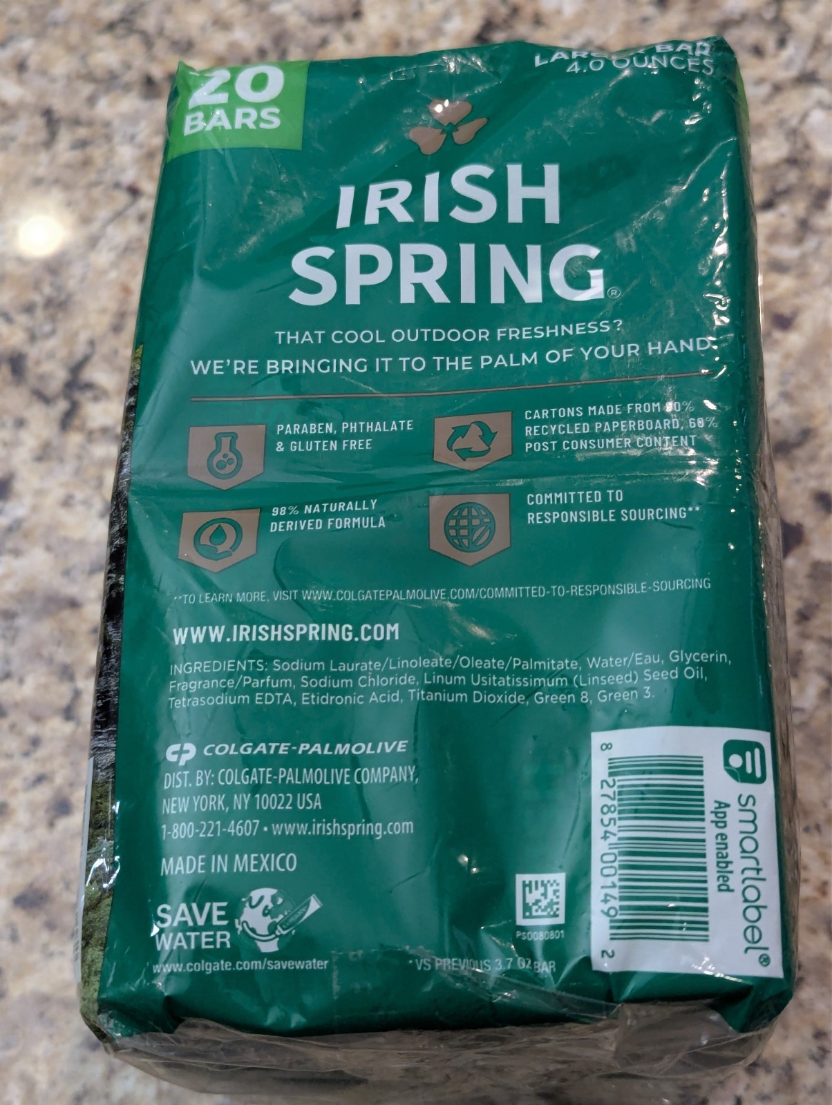 Irish Spring Bar Soap Original Clean 4 oz x 20 count