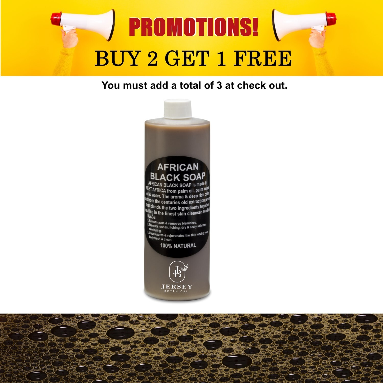 Liquid African Black Soap 16 oz. 100% Pure Natural Raw Organic Face Body Bath