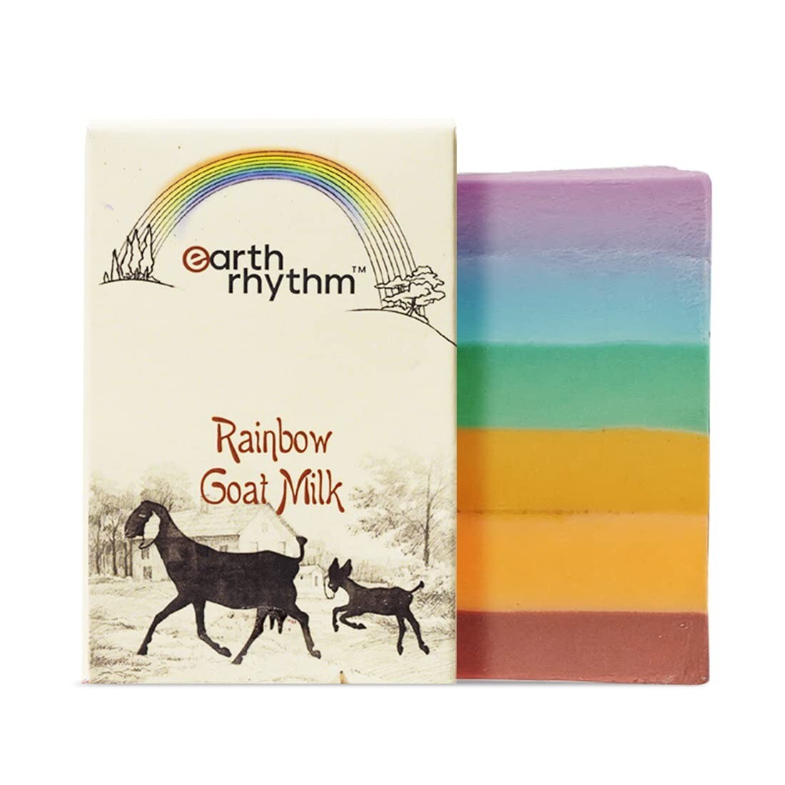 Earth Rhythm Rainbow Goat Milk Soap Moisturises Soften the Skin Gentle Body100g