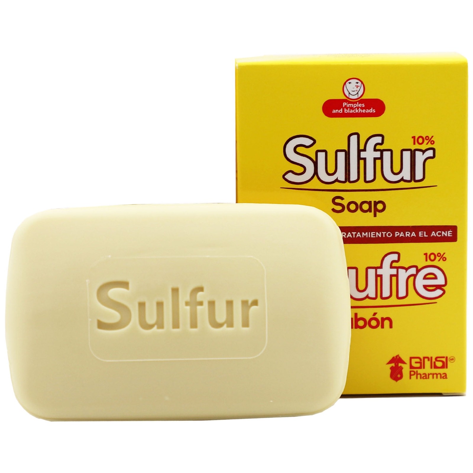 Grisi Sulfur Facial Soap Acne Treatment with Lanolin. 4.4 oz 2-Pack