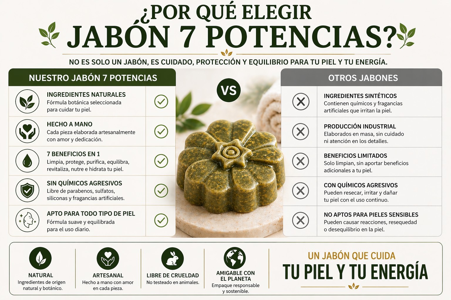 Jabón 7 Potencias . Energías Negativas, Brujería y invidia.Seven Powers Soap.Wi