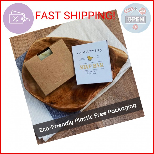 The Yellow Bird Peppermint Tea Tree Soap Bar. Made In USA with All Natural & Org