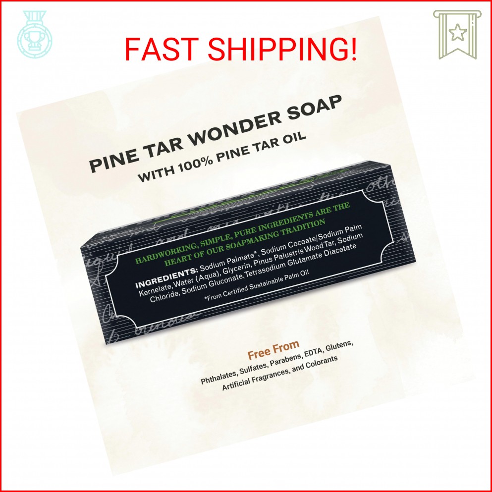 The Grandpa Soap Company Pine Tar Bar Soap for Men- Made With Pine Tar Oil, 3 in