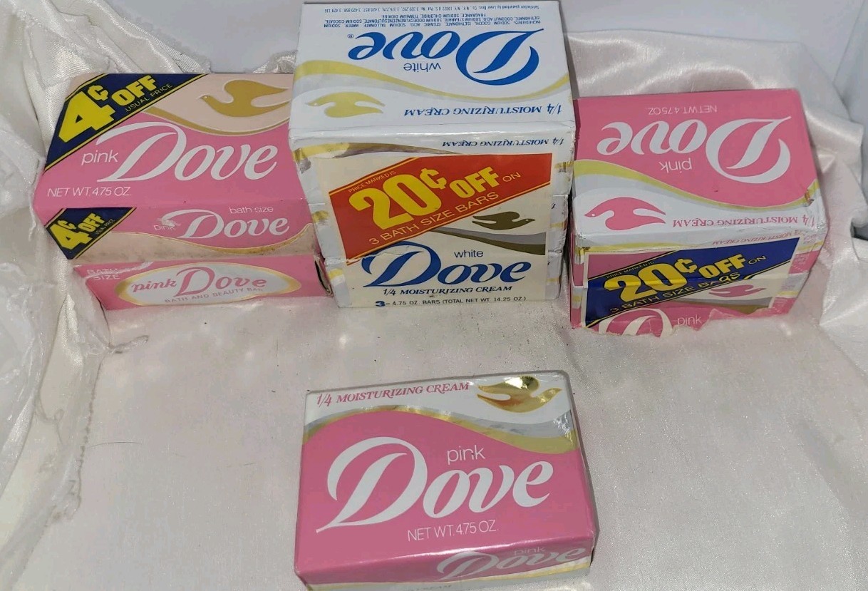 Vintage Dove Beauty Bars, Both Pink and White! 1/4 Moisturizing Cream~ 8 Bars