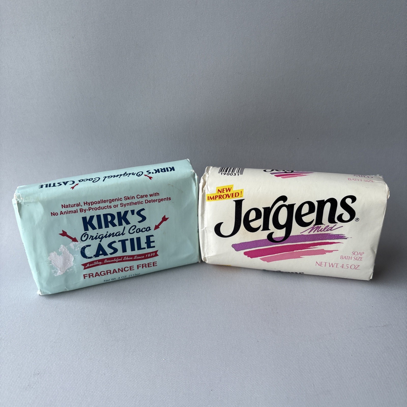 Mixed Lot Jergens Mild Bar &Kirk’s Original Coco Castile Soap Hand Body Prop VTG
