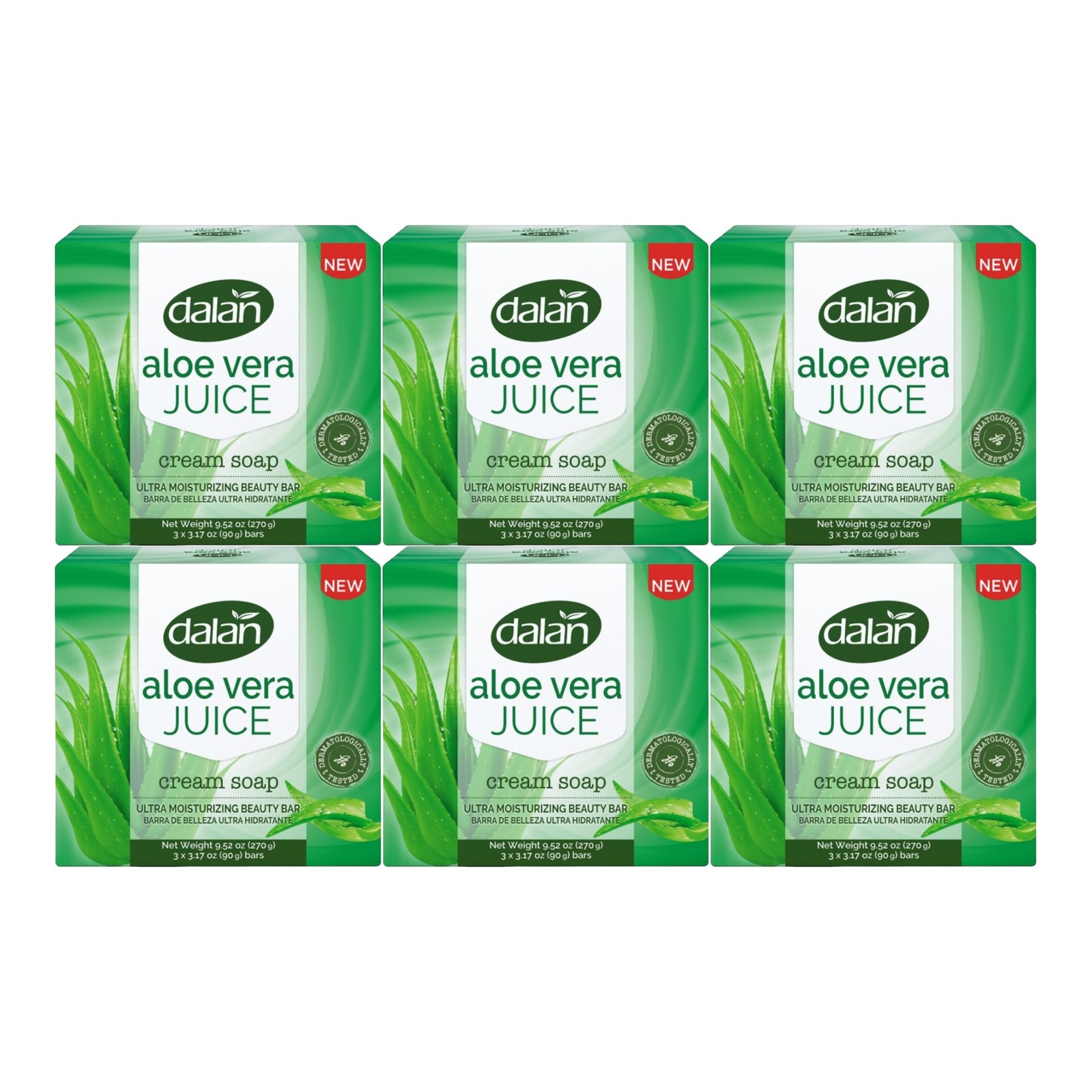 Dalan Aloe Vera Juice Cream Soap Bar, 18 Bars x 3.17oz Each