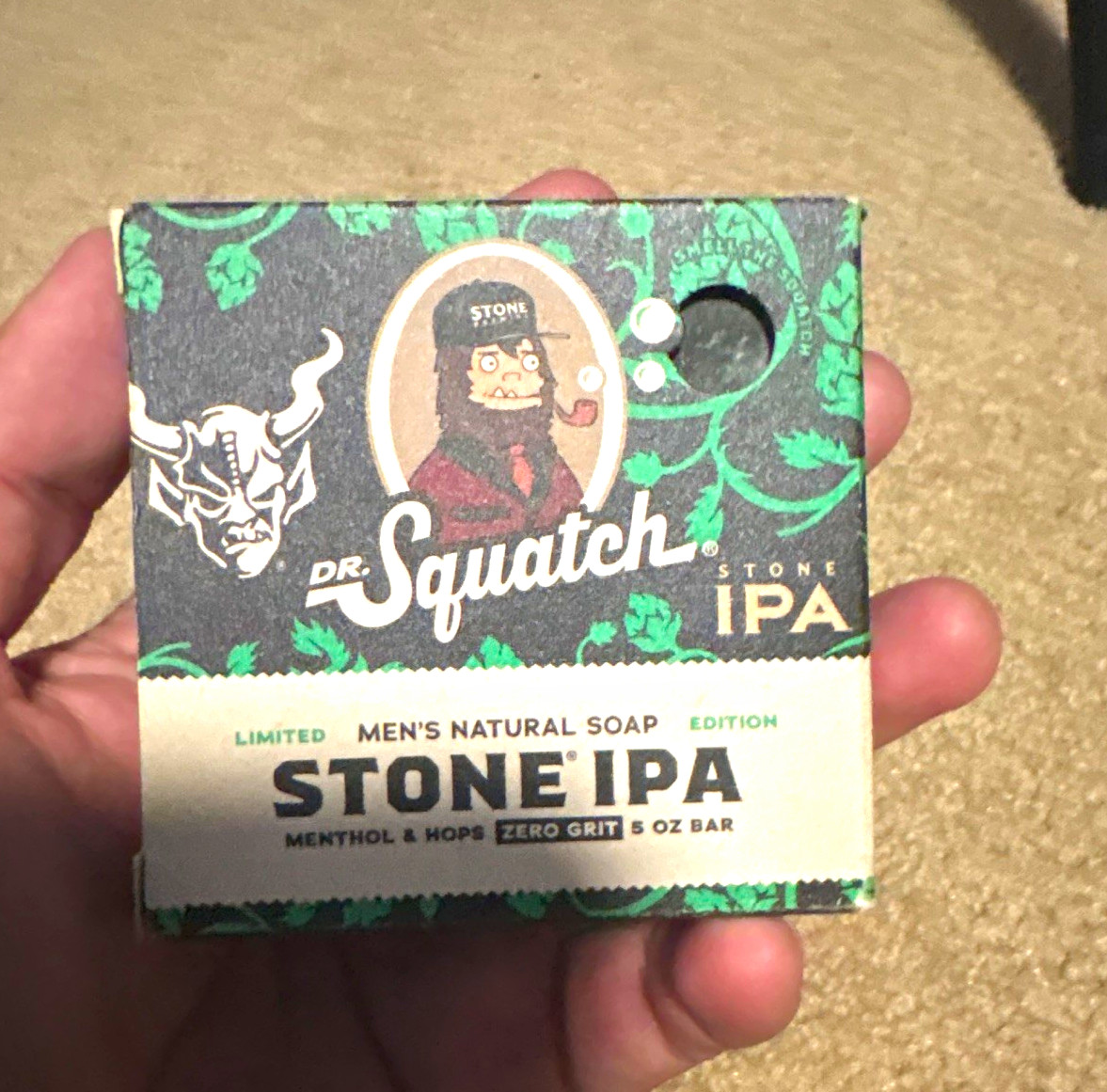 Dr. Squatch Stone IPA Men’s Natural Bar Soap Menthol & Hops 5 oz