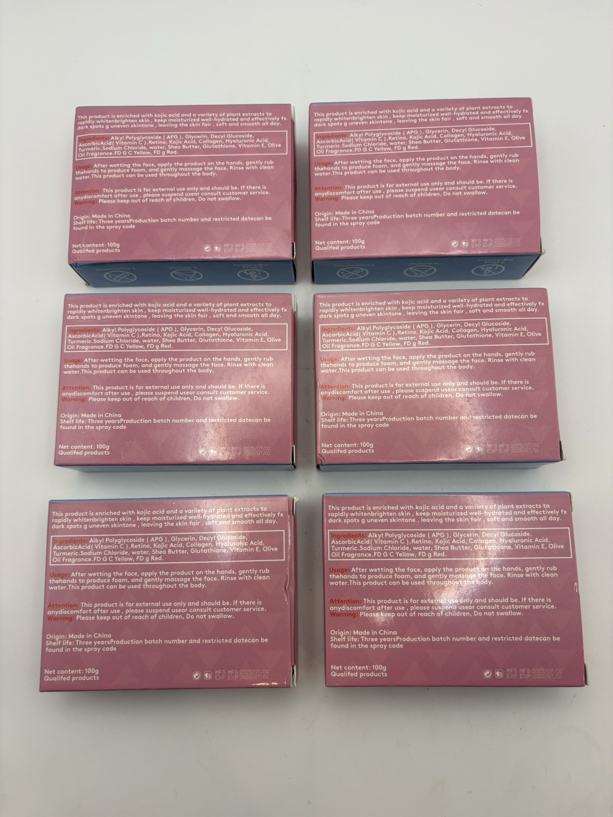 Kojic Acid Ginger Yellow Bar Soap, 6 Bars, (100g Each Bar)