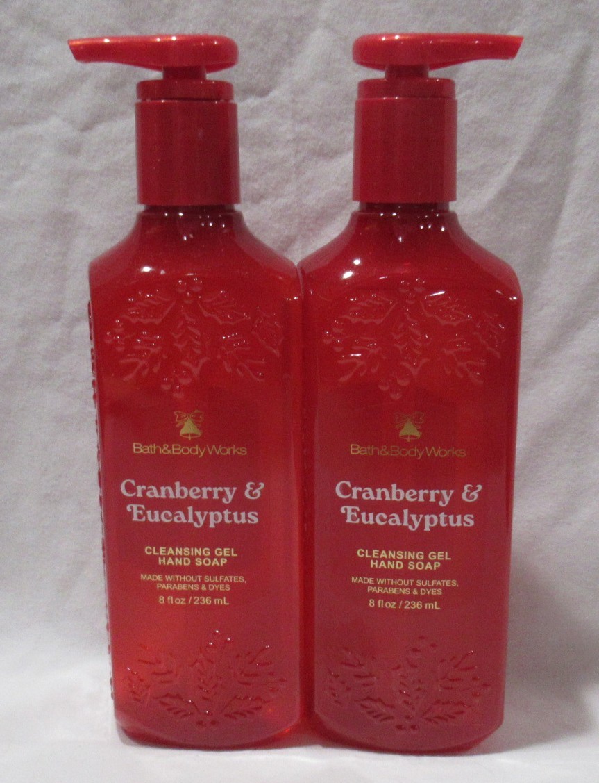 Bath & Body Works Cleansing Gel Hand Soap Lot Set of 2 CRANBERRY & EUCALYPTUS