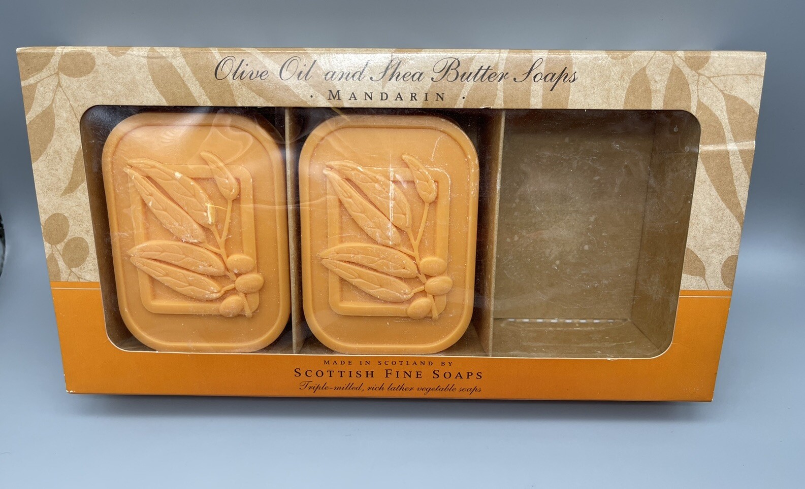 Scottish Fine Soaps 2 Mandarin Olive Oil Shea Butter Guest Soap Bars Scotland