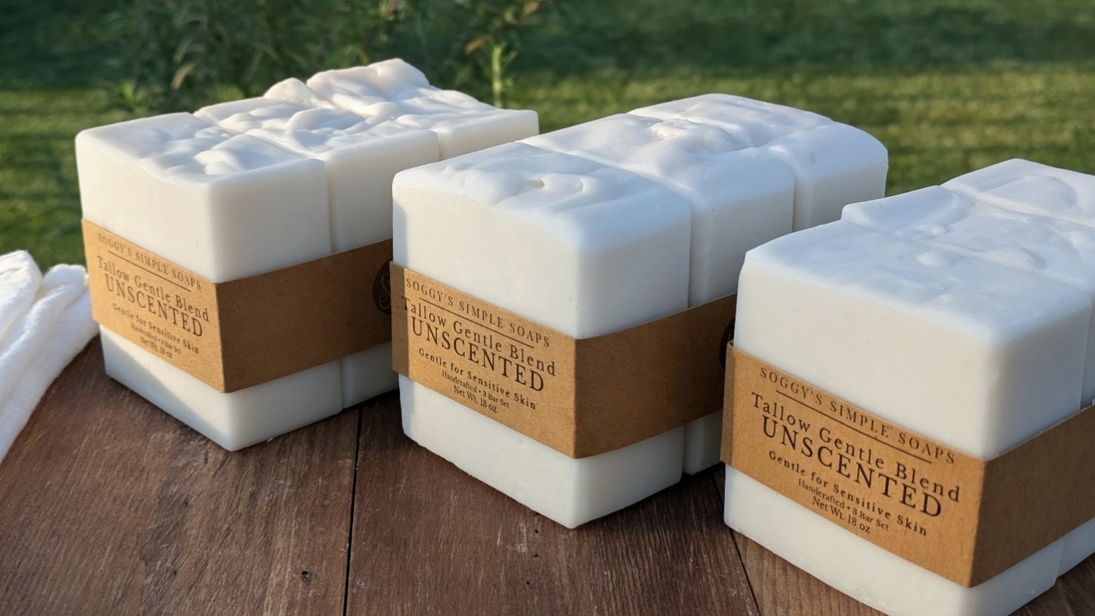Unscented Tallow Soap 9 Bars Sensitive Skin Natural Handmade Bar Soap Bulk