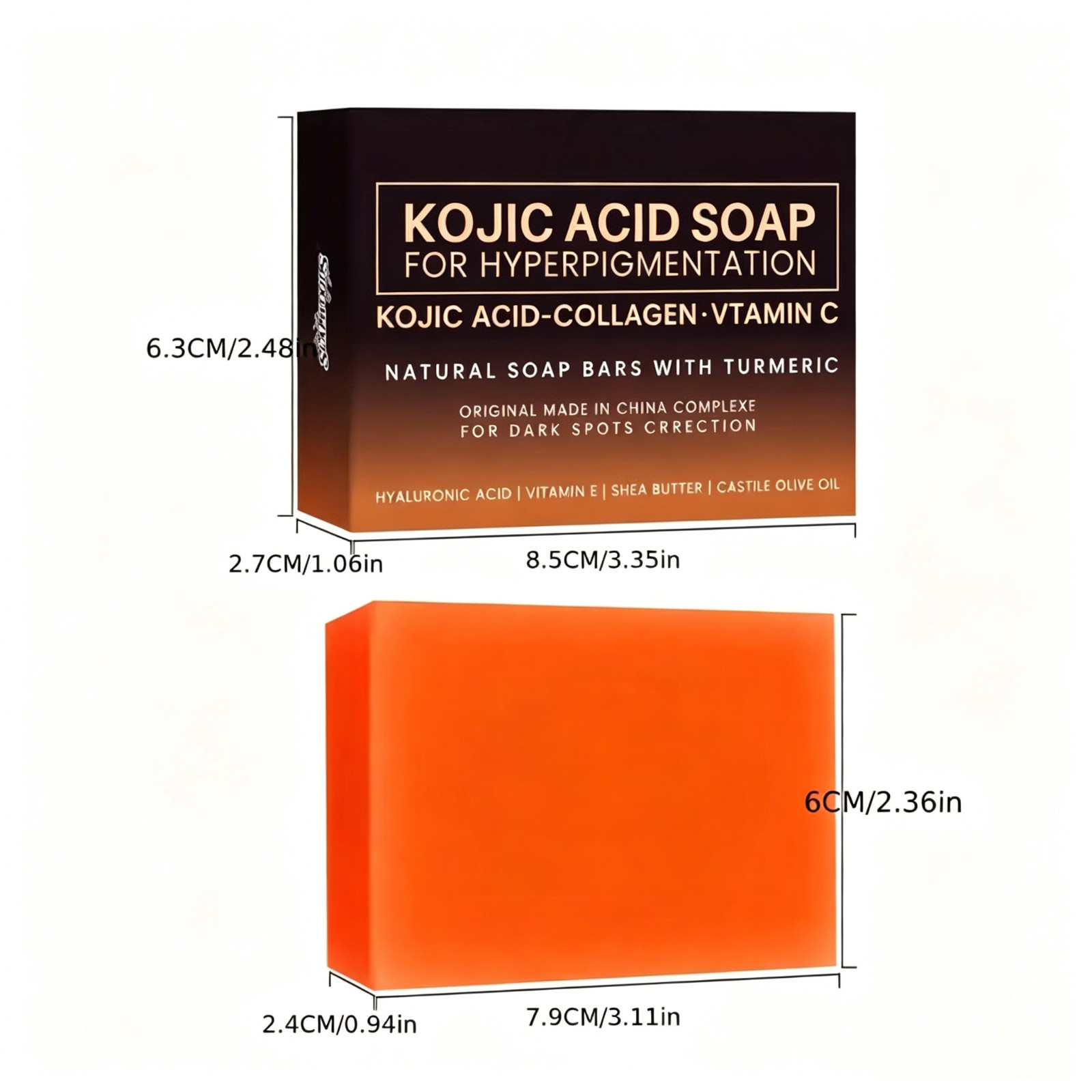 2 Pack Kojic Acid Soap Hyaluronic Acid Vitamin E For Face Body Dark Spot Remover