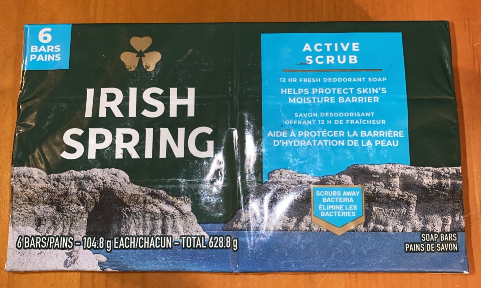 6 Pack Irish Spring Active Scrub 12 HR Fresh Deodorant Soap Bars 3.7 oz ea