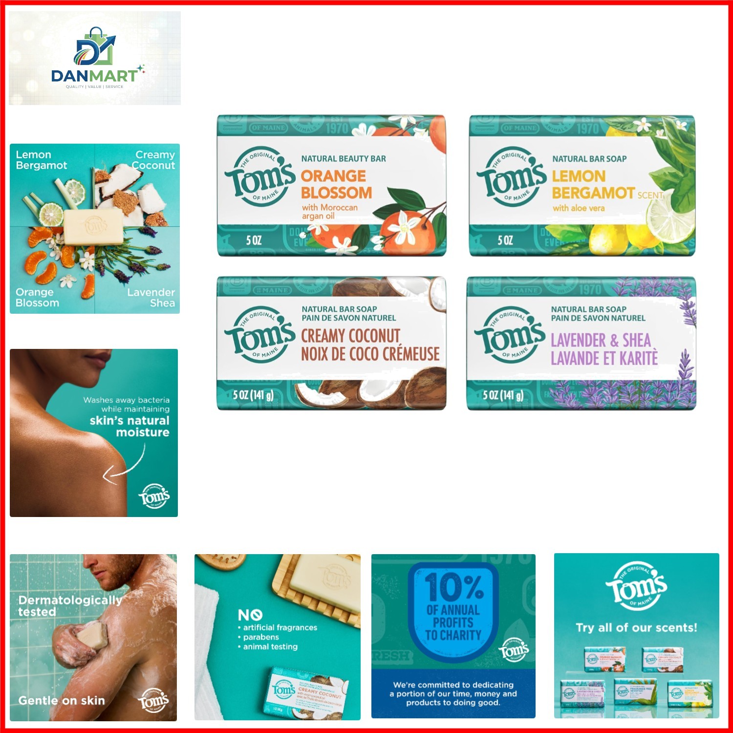 Aluminum Free Natural Bar Soap Variety Pack, 5 oz 4 Pack | Sensitive Skin, So…