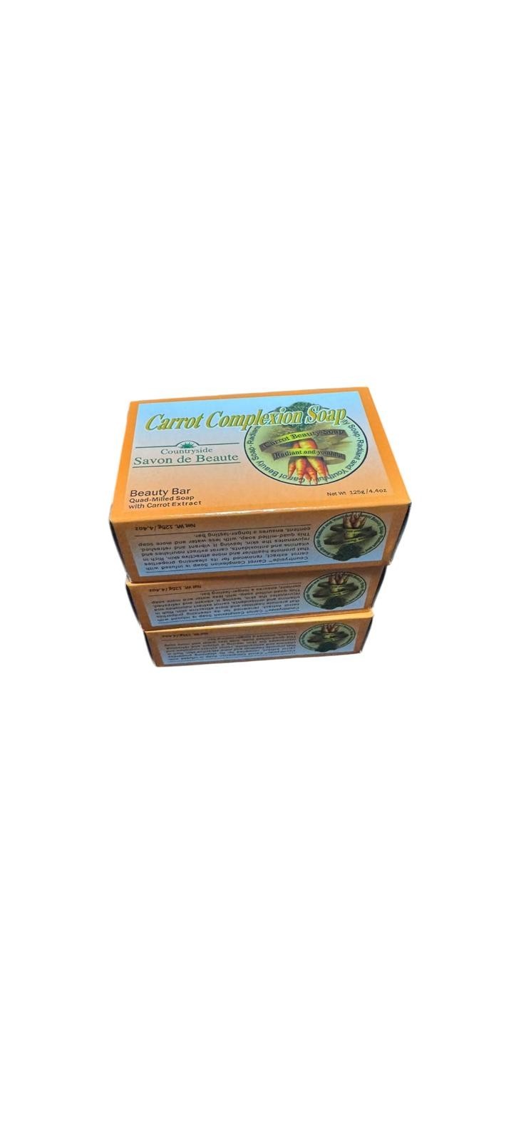 3-Pack CARROT COMPLEXION SOAP BEAUTY BAR WITH CARROT OIL 125g (each)