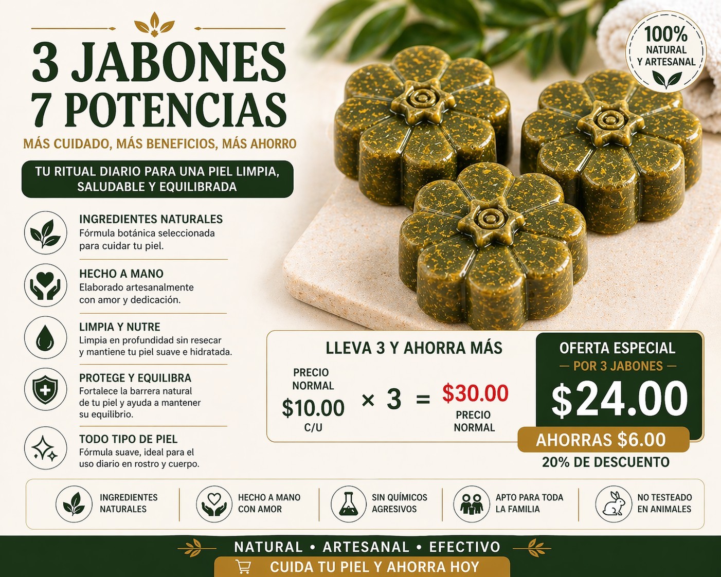 Jabón 7 Potencias . Energías Negativas, Brujería y invidia.Seven Powers Soap.Wi
