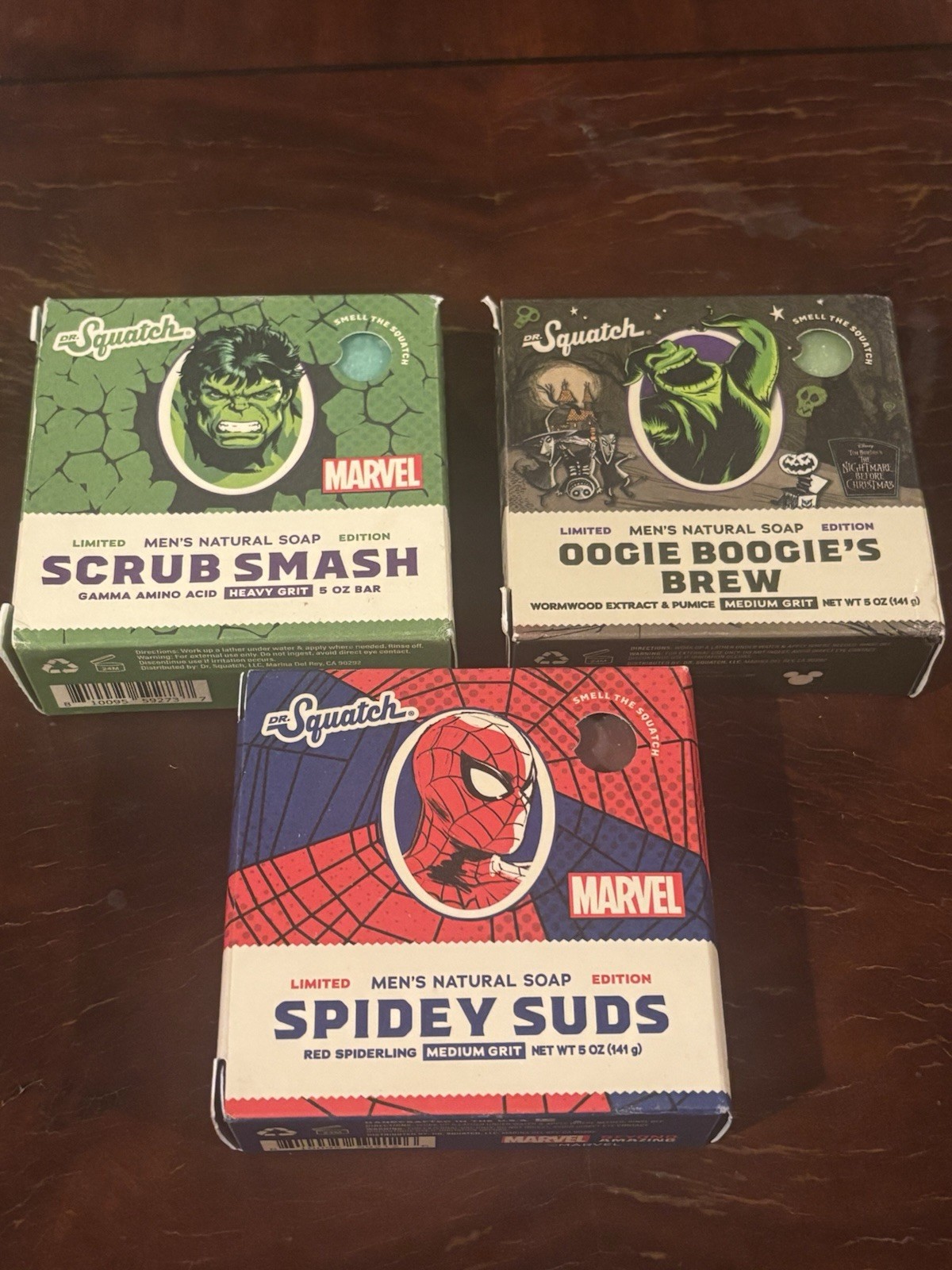 Dr. Squatch Marvel Spider-Man Hulk & Oogie Boogie Limited Edition Soap Lot 3
