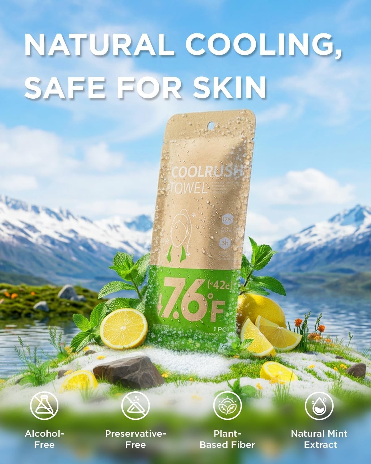 CoolRush Towel with Natural Mint Extract, Instant 3-Second Cooling Towel, Reu…