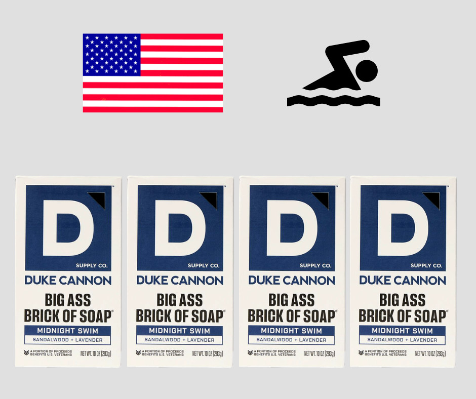 Duke Cannon Midnight Swim Big Ass Brick of Soap New Design Lot 4 Benefits Vets