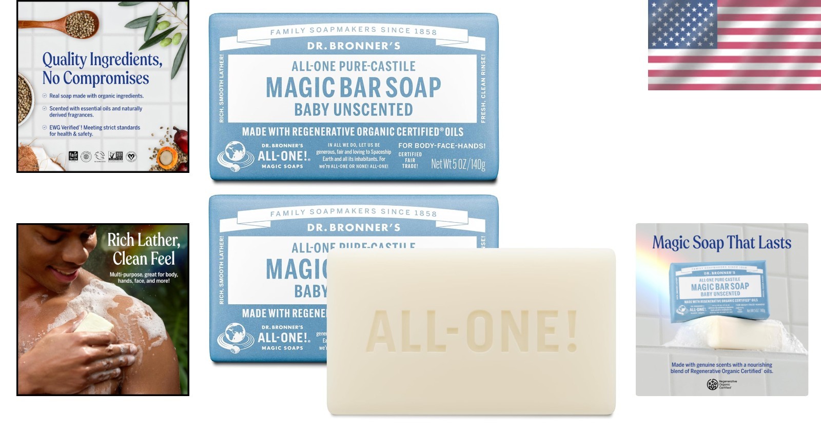 Hydrating Baby Unscented Pure-Castile Soap 2-Pack – Gentle for All Skin Types