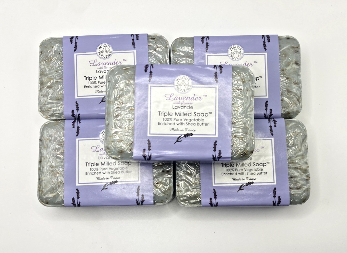 5 Bars Trader Joe’s Bisous de Provence Lavender with Flowers Triple Milled Soap