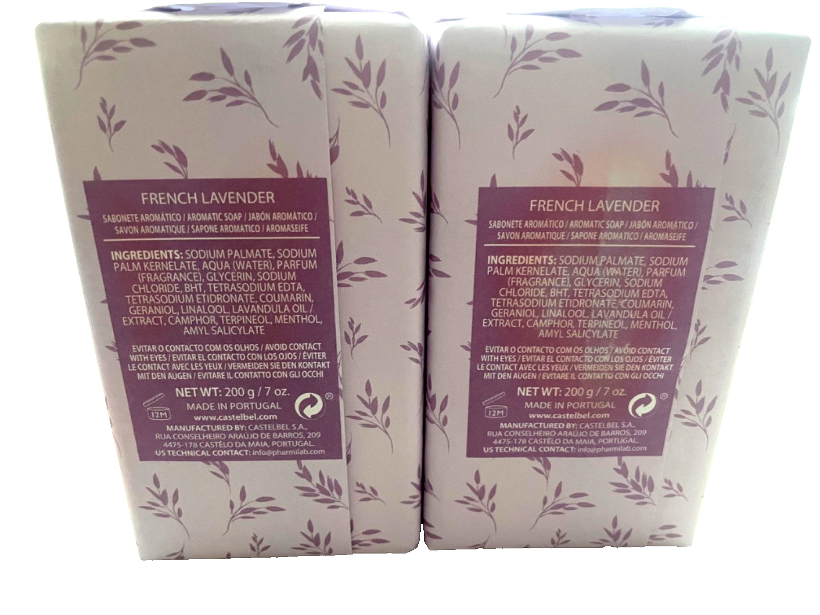(2) Castelbel French Lavender Aromatic Luxury Bar Soaps – 7 oz ea. New